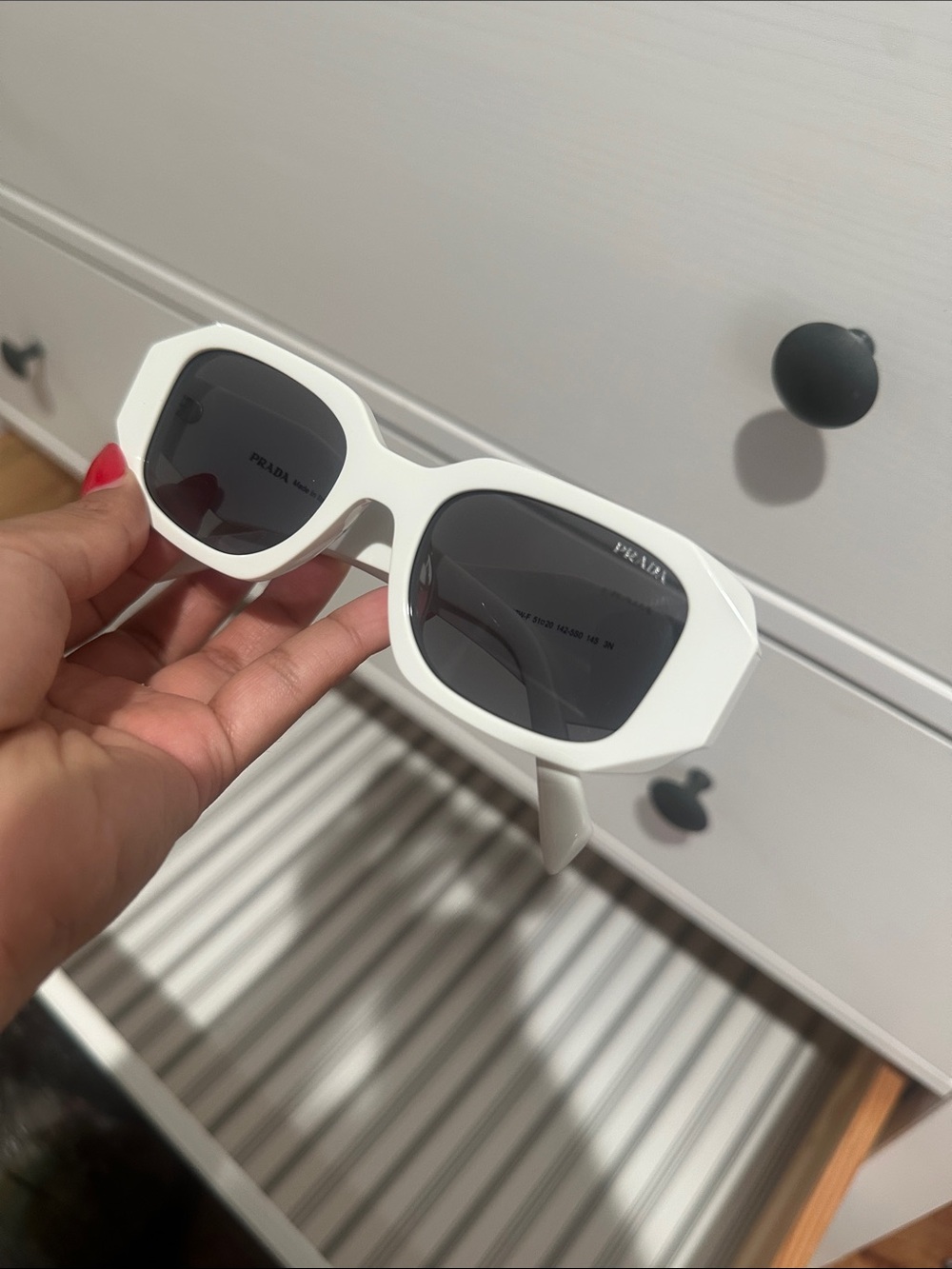 Prada White Textured Sunglasses